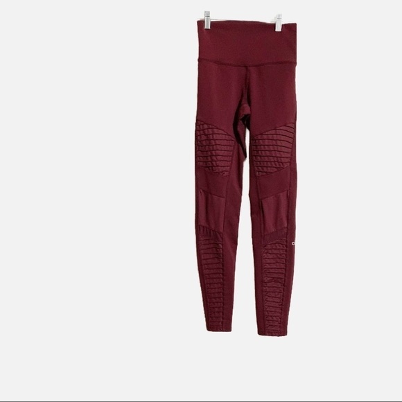 Alo Yoga Moto Cranberry High Waist Leggings. Athletic Sport Active Wear - Picture 2 of 11